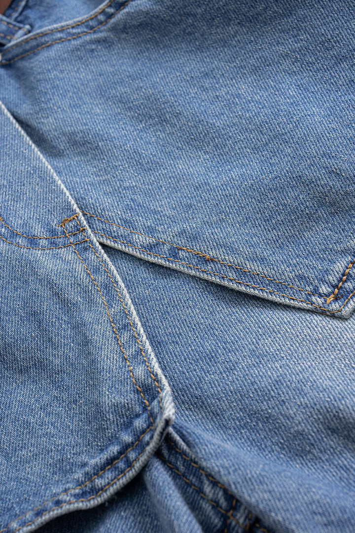 Denim Patchwork Yarım Şort