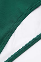 Metalik Dekorlu Büzgülü Bağlamalı Sırt Dekolteli Bikini Takımı