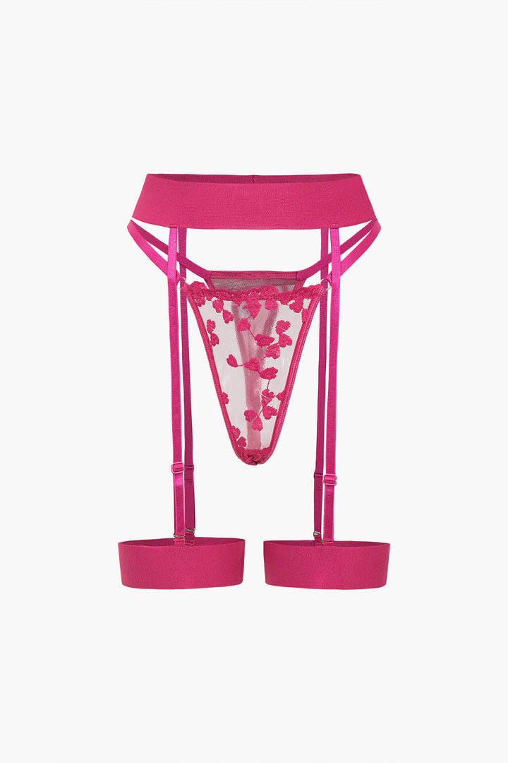 Dantel Nakışlı Bustier Kemerli Lingerie Garter Seti