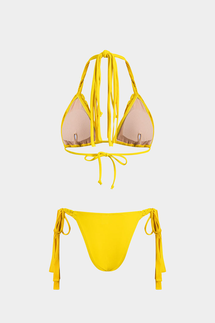 Buruşuk Bağcıklı Askılı Bikini Takımı