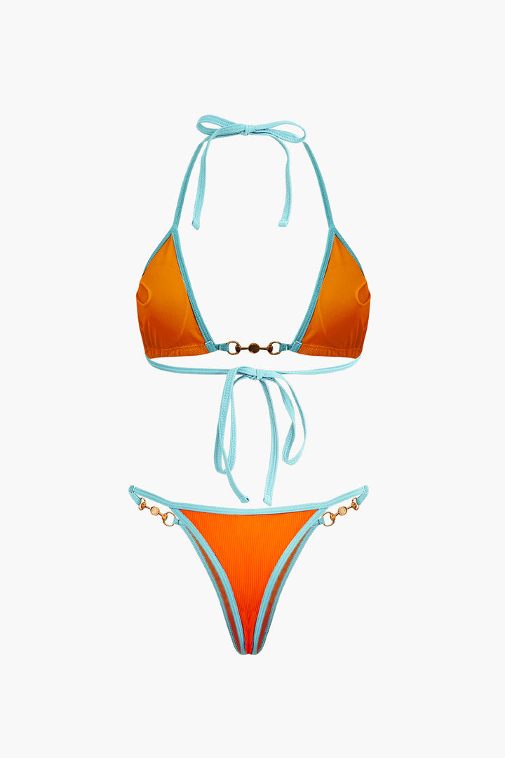 İnci Detaylı Halter Yaka 2 Parça Bikini Takımı