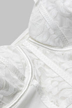 Ağ Mesh Dantel Nakışlı Bustier Korse Slip İç Çamaşırı Bodysuit