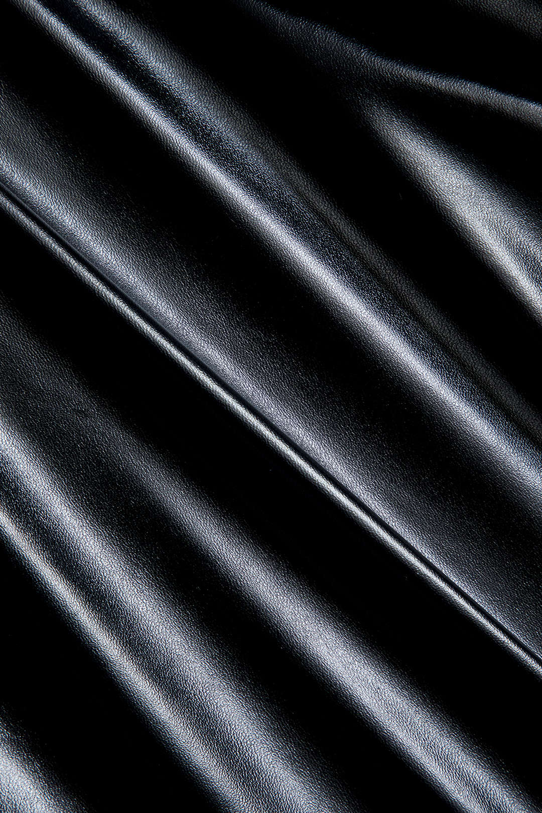 Düğmeli Patchwork Deri Mini Elbise