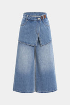 Denim Patchwork Yarım Şort