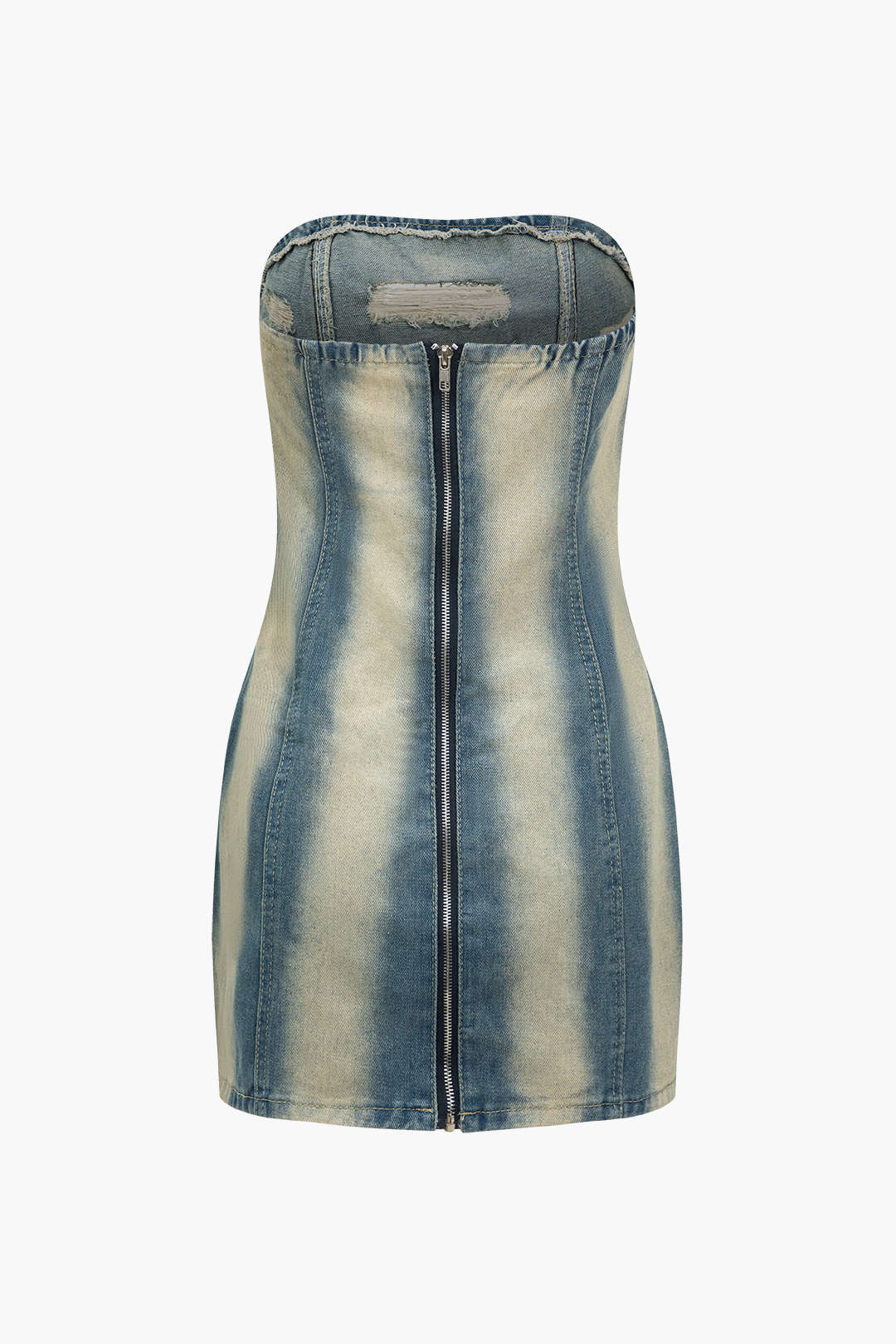 Straplez Denim mini Elbise