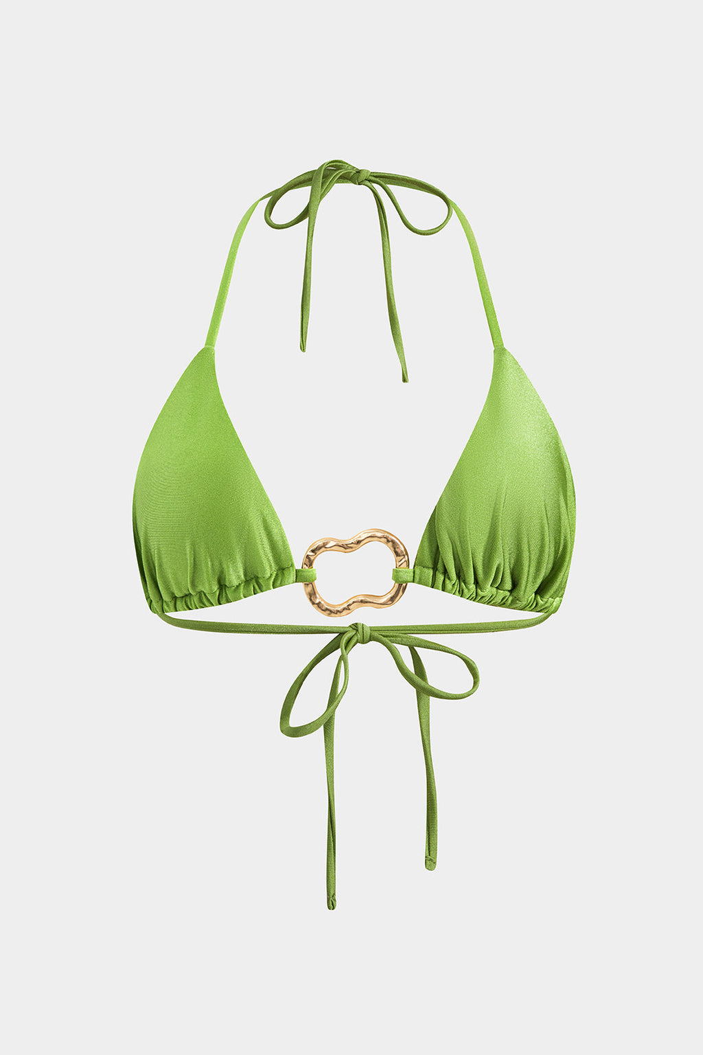 Metalik Büzgülü Bağlamalı Sırt Dekolteli Bikini Takımı