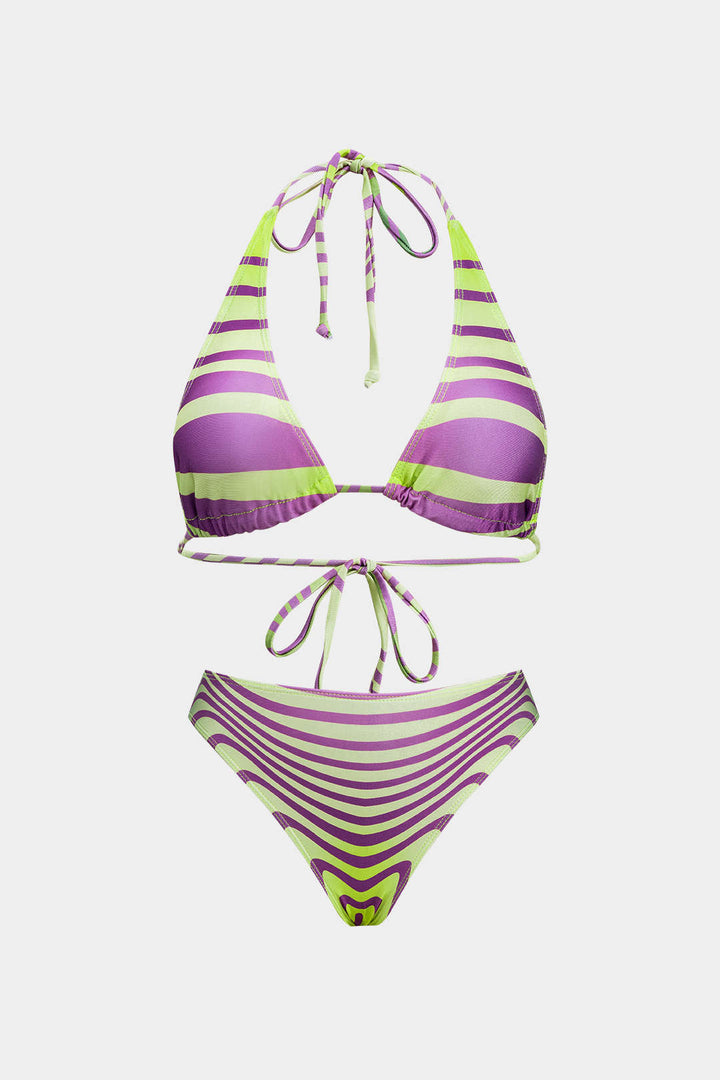 Renk Bloklu Bağcıklı Bikini Takımı
