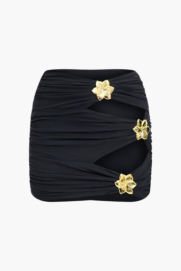 Metal Dekorlu Büzgülü Kesik Detaylı Bikini Altı