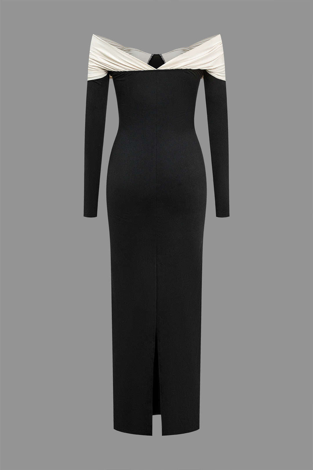 Kontrast Fiyonklu Uzun Kollu Midi Elbise