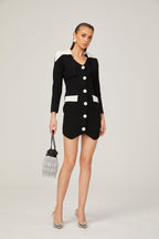 Enora kontrast mini elbise