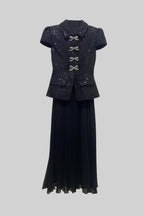 Payetli Üst ve Pileli Etekli Takım