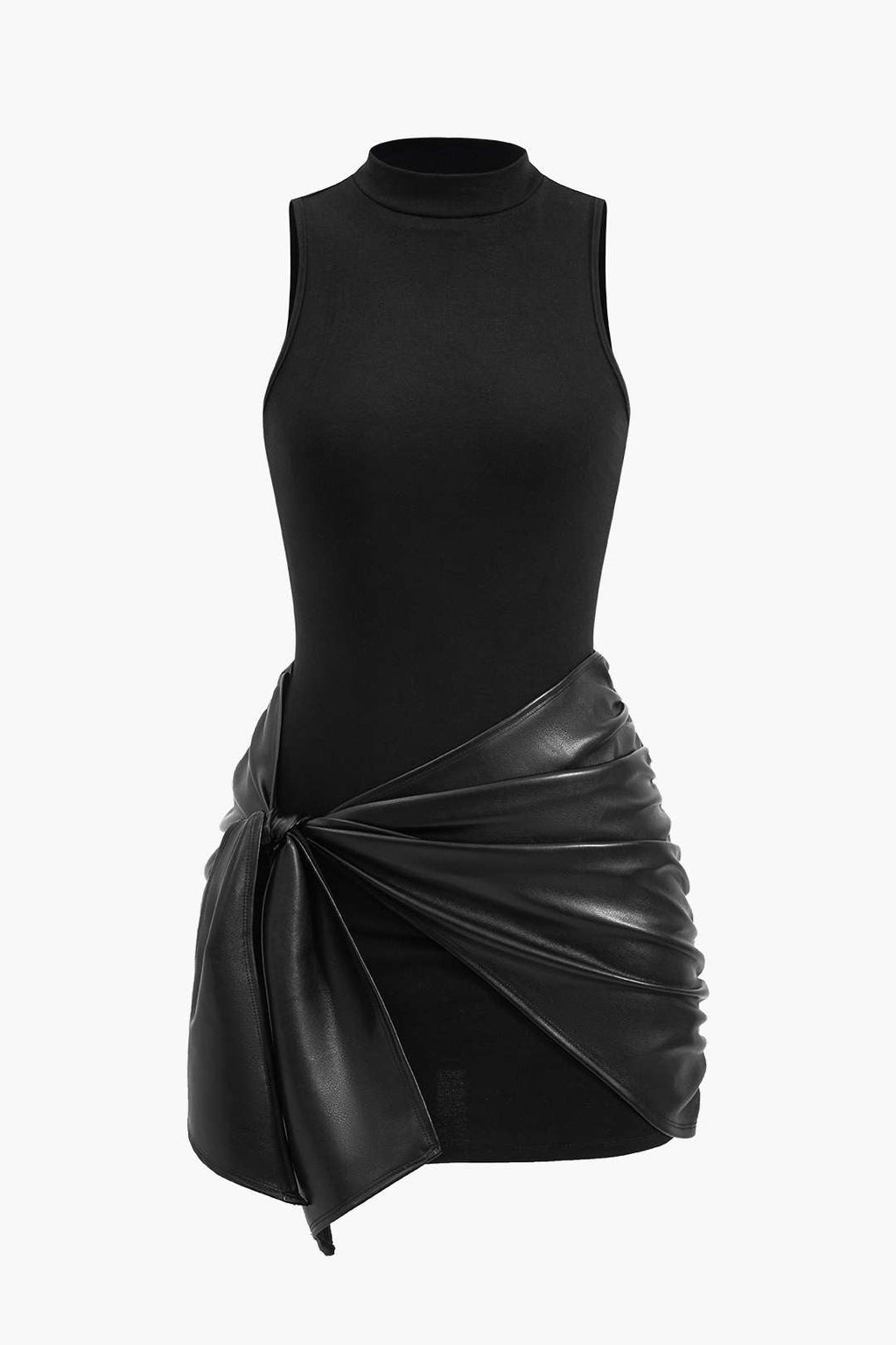 Önü Bağlamalı Kolsuz Mini Elbise