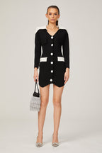 Enora kontrast mini elbise