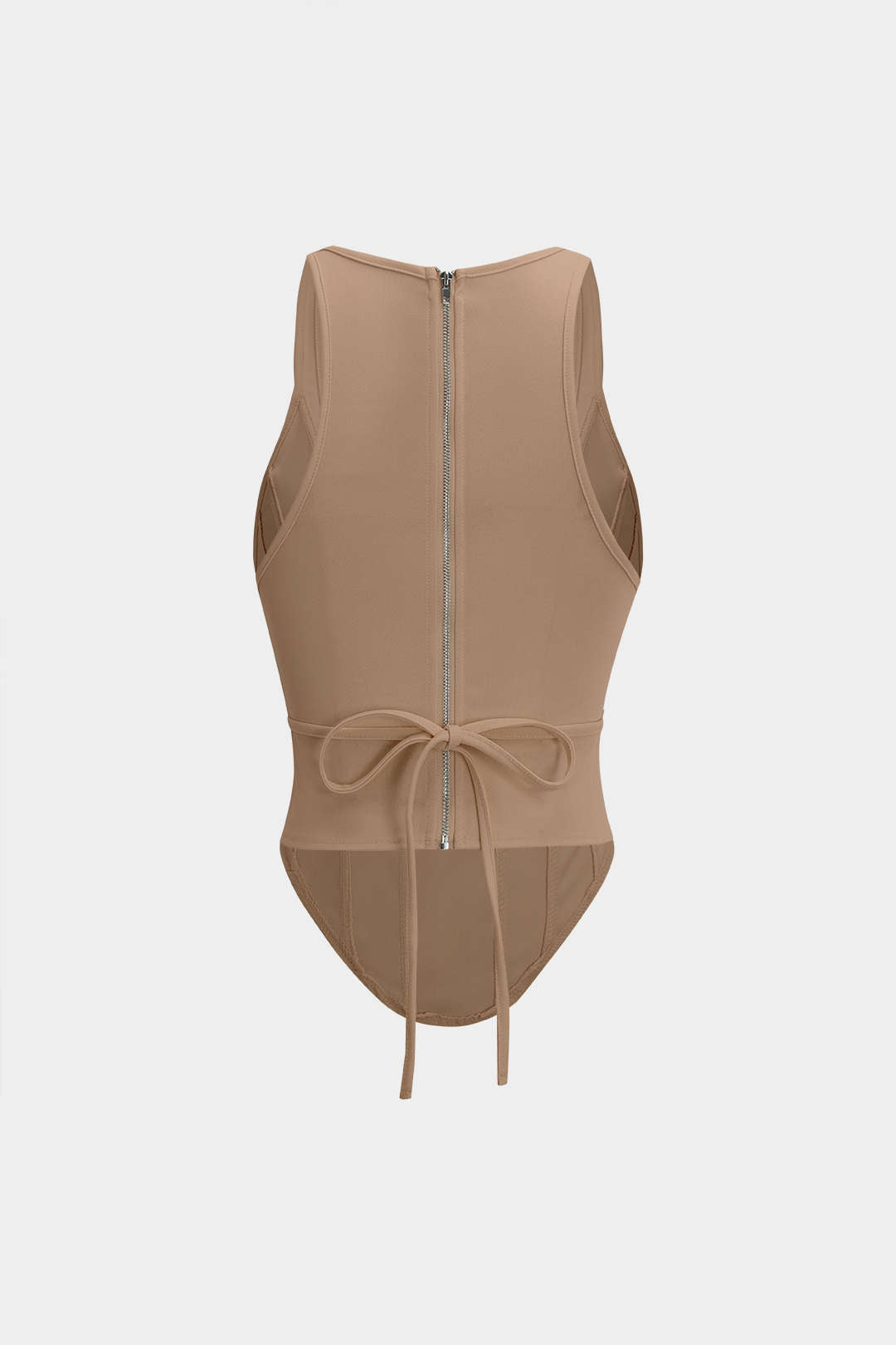 Fermuarlı Bağlamalı Korseli Bel Tank Top