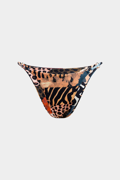 Leopar Desenli Bağcıklı Sırtı Açık Bikini Takımı