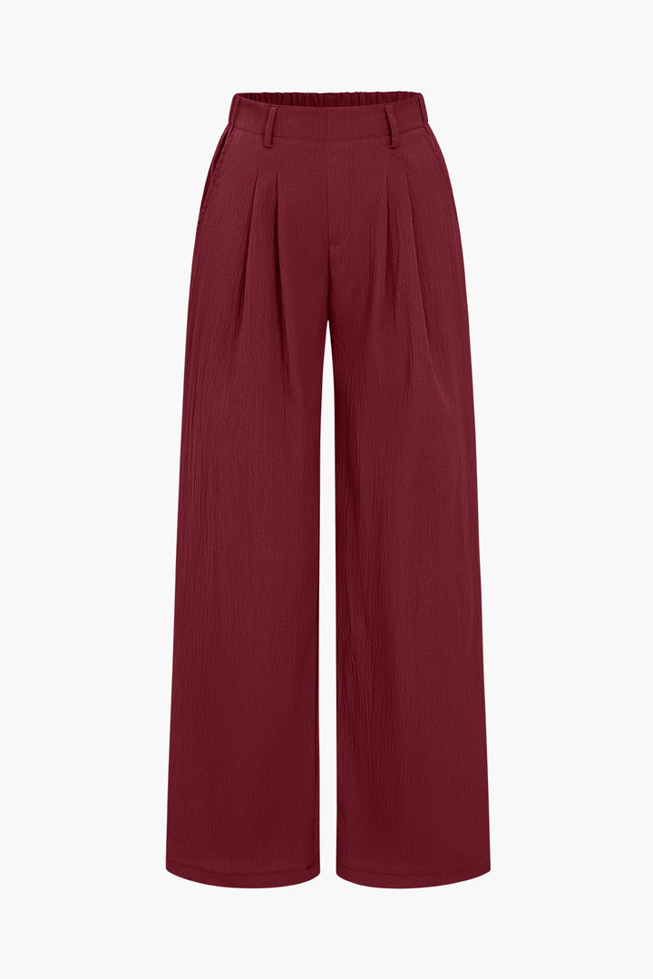 Basic Katı Dantelli Geniş Paça Pantolon