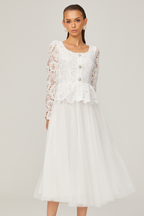 Gabrielle tül midi elbise