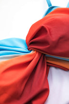 Ombre Desenli Kesik Detaylı Büzgülü Dönme Kırma Karın Toparlayıcı Tek Parça Mayo