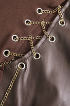 Zincir Patchwork Uzun Kollu Mini Elbise