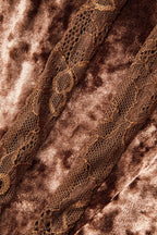 Dantel Panelli Kadife Balıkçı Yaka Uzun Kollu Mini Elbise