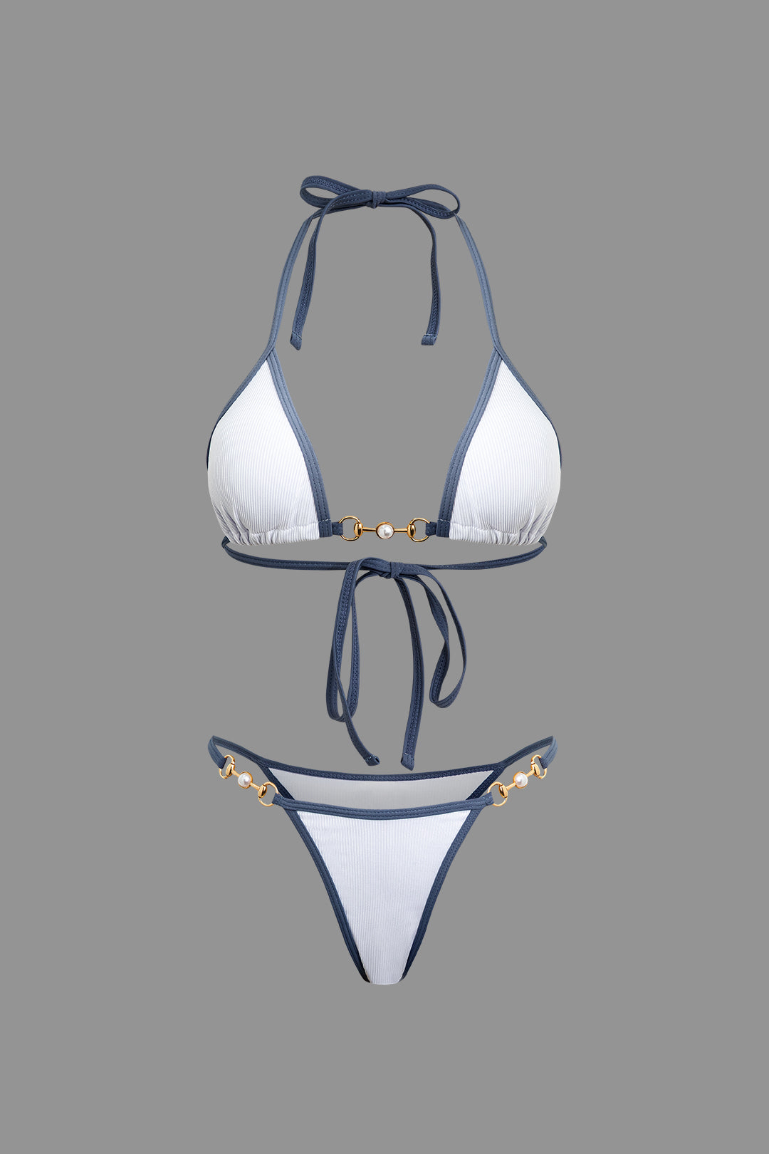 İnci Detaylı Halter Yaka 2 Parça Bikini Takımı