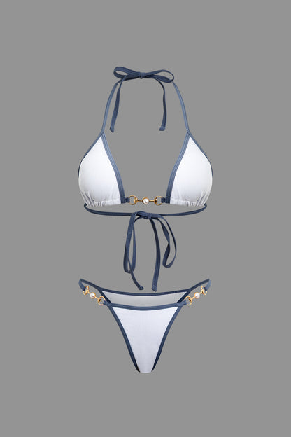 İnci Detaylı Halter Yaka 2 Parça Bikini Takımı