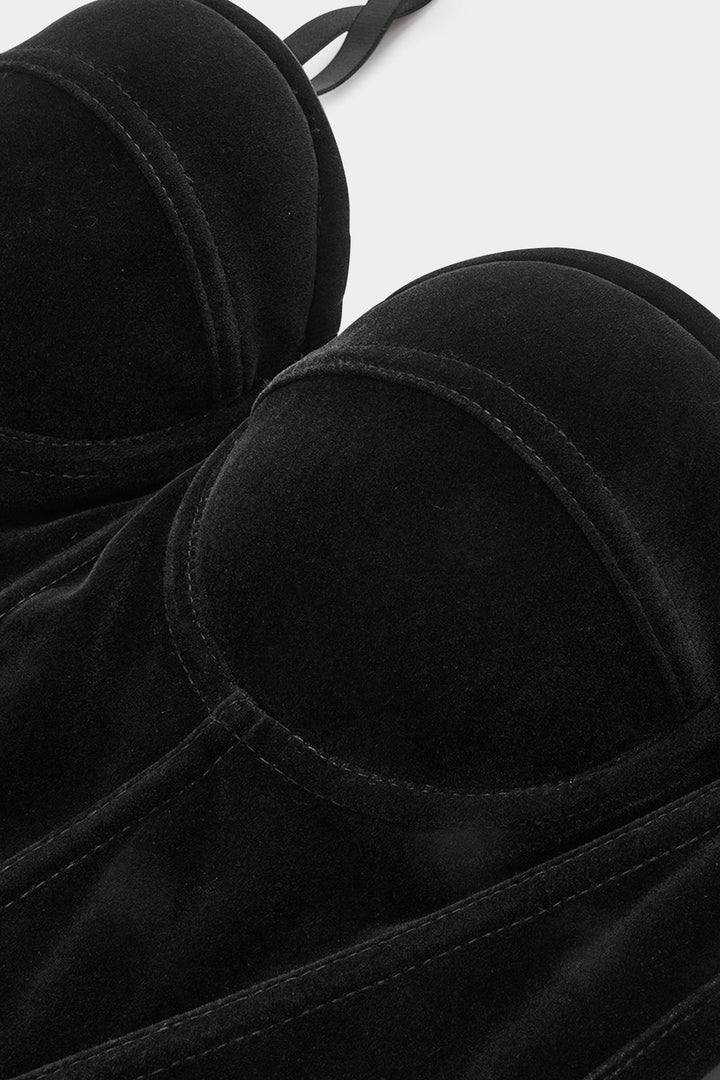 Kadife Askılı Büstiyer Korse Bel Elbise Üstü