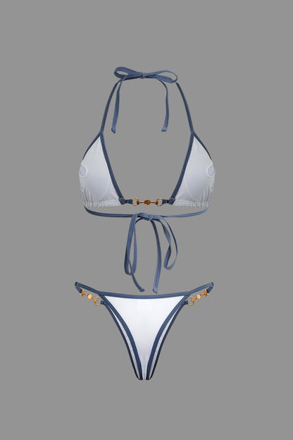 İnci Detaylı Halter Yaka 2 Parça Bikini Takımı