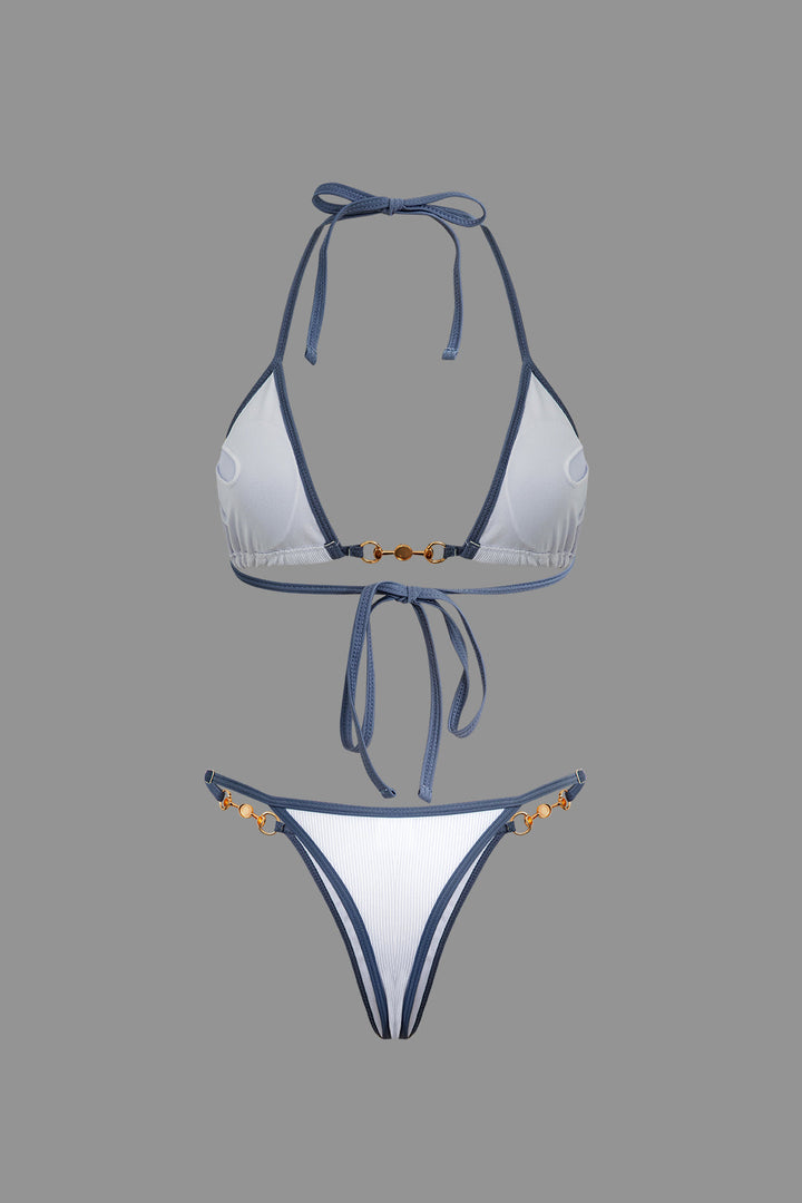 İnci Detaylı Halter Yaka 2 Parça Bikini Takımı