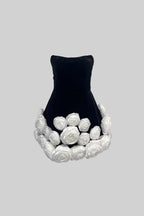 Gül Süslemeli Mini Elbise