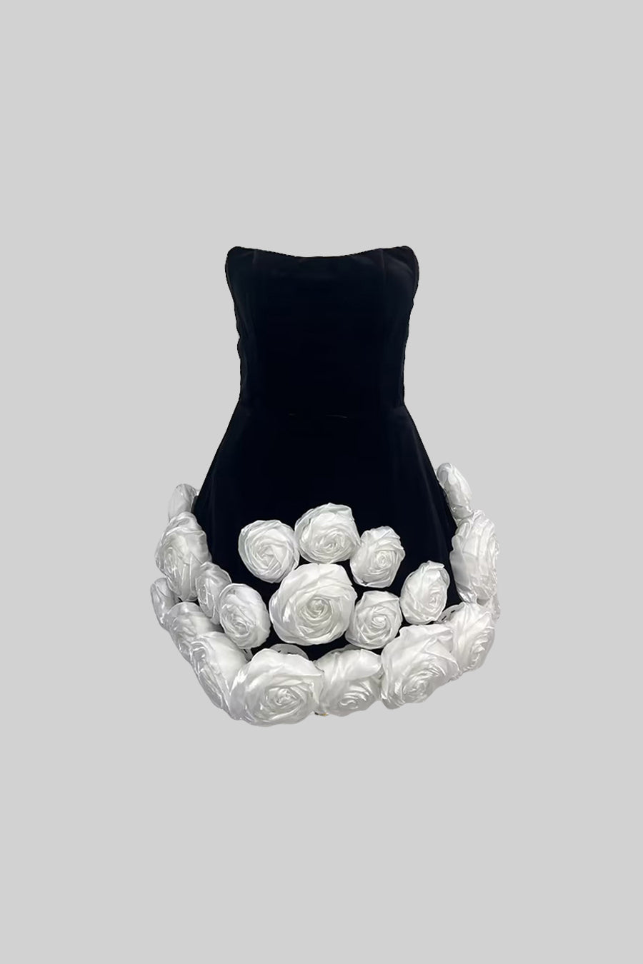 Gül Süslemeli Mini Elbise