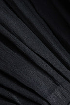 Şifon Suni Deri Yama Detaylı Volanlı Uzun Kollu Mini Elbise