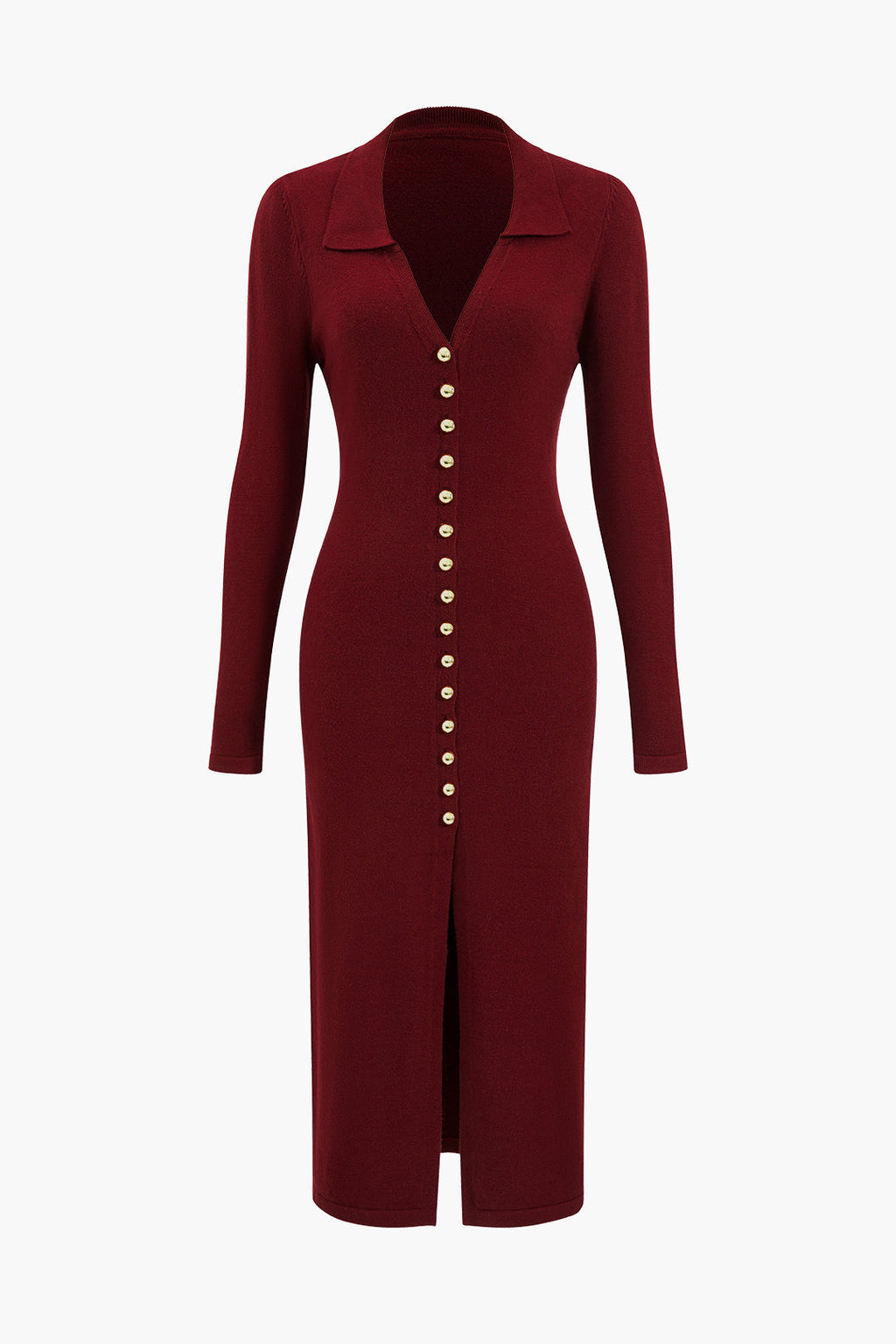 Düğmeli Kazak maksi Elbise