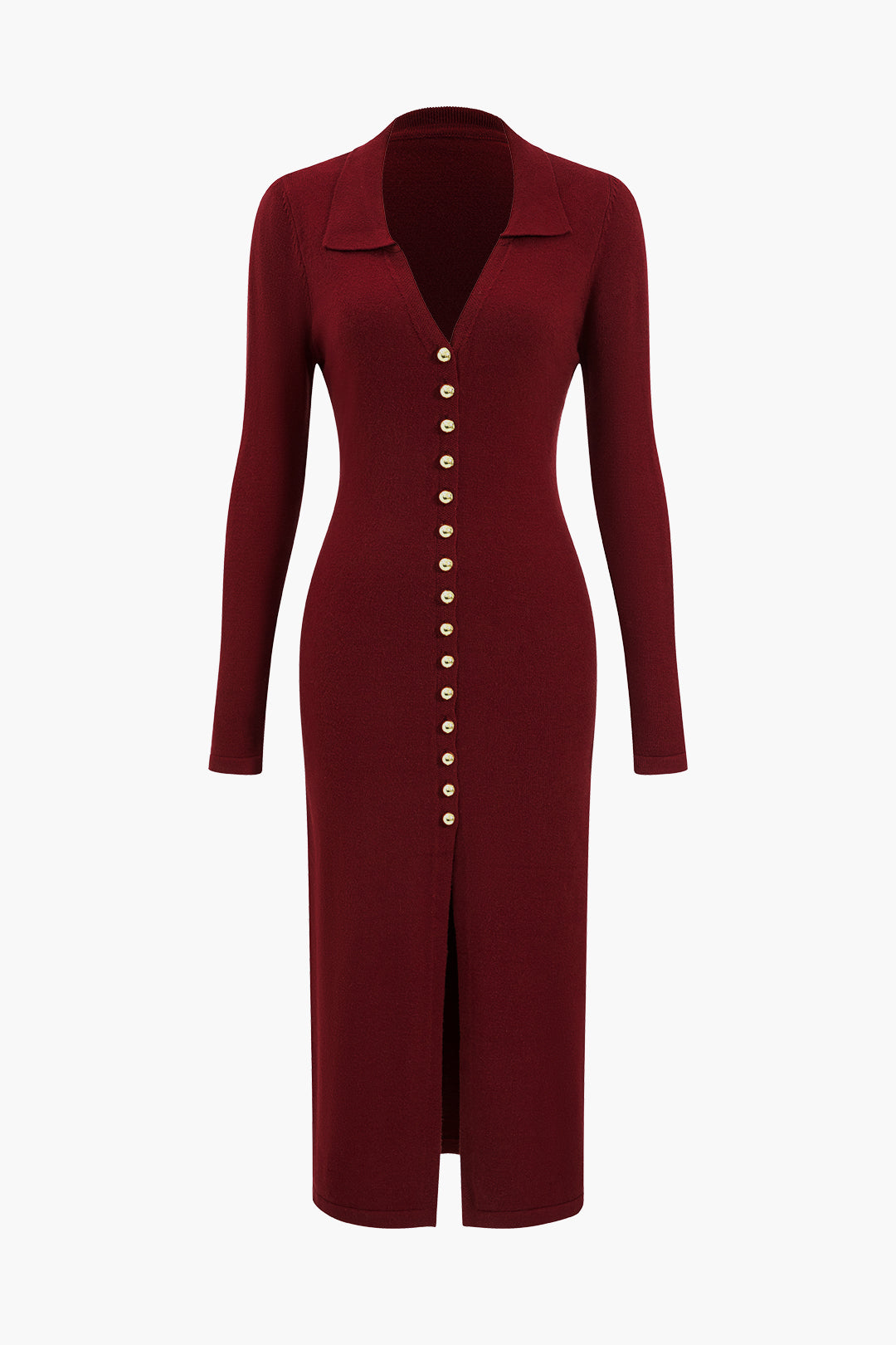 Düğmeli Kazak maksi Elbise