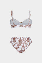 Palmiye Desenli Metalik Aksesuarlı İki Parça Bikini Takımı