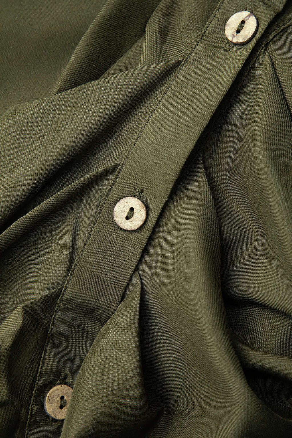 Katı Düğme Uzun Kollu Midi Elbise