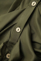 Katı Düğme Uzun Kollu Midi Elbise