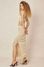 Örgü Üst Ve Püskül Mayo Eteği Pareo Takım