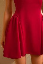 Düğmeli Sırtı Açık Kısa Kollu Mini Elbise