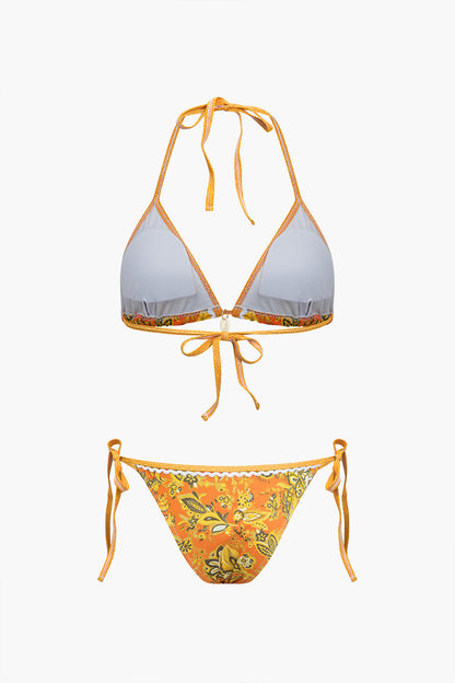 Retro Baskılı Halter Bikini Takımı