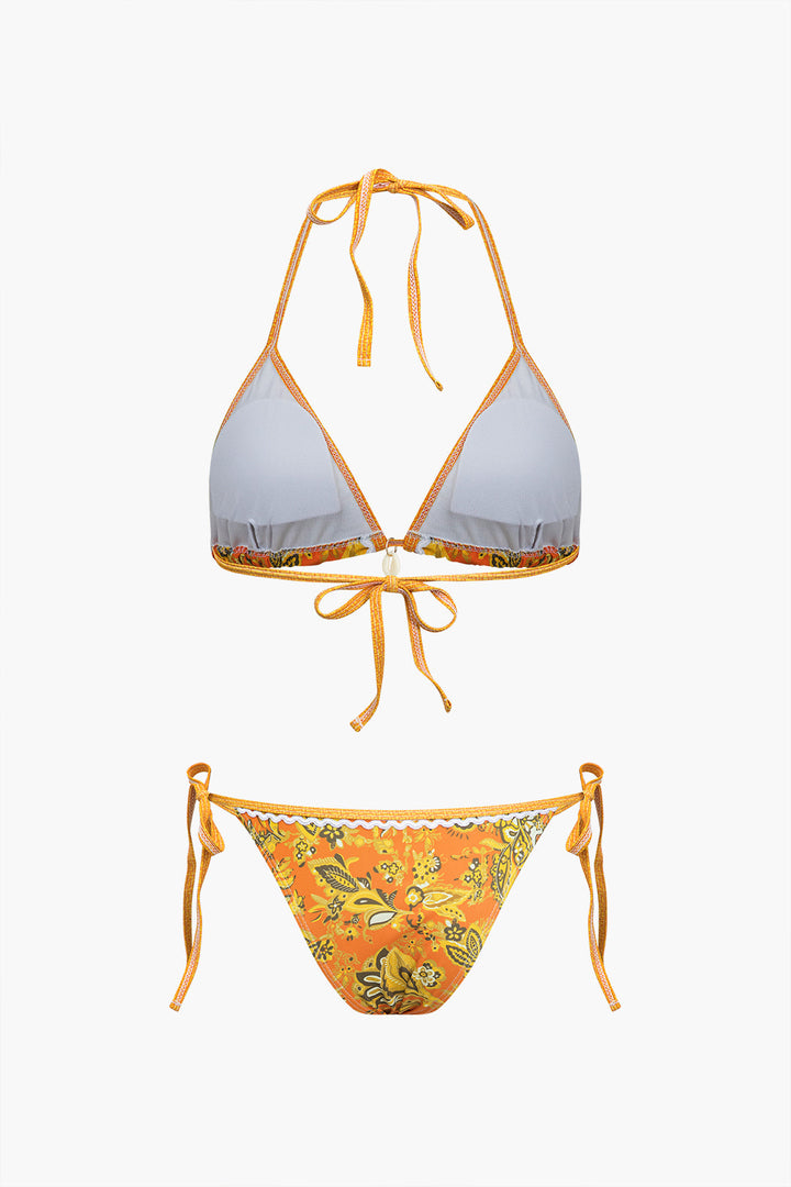 Retro Baskılı Halter Bikini Takımı