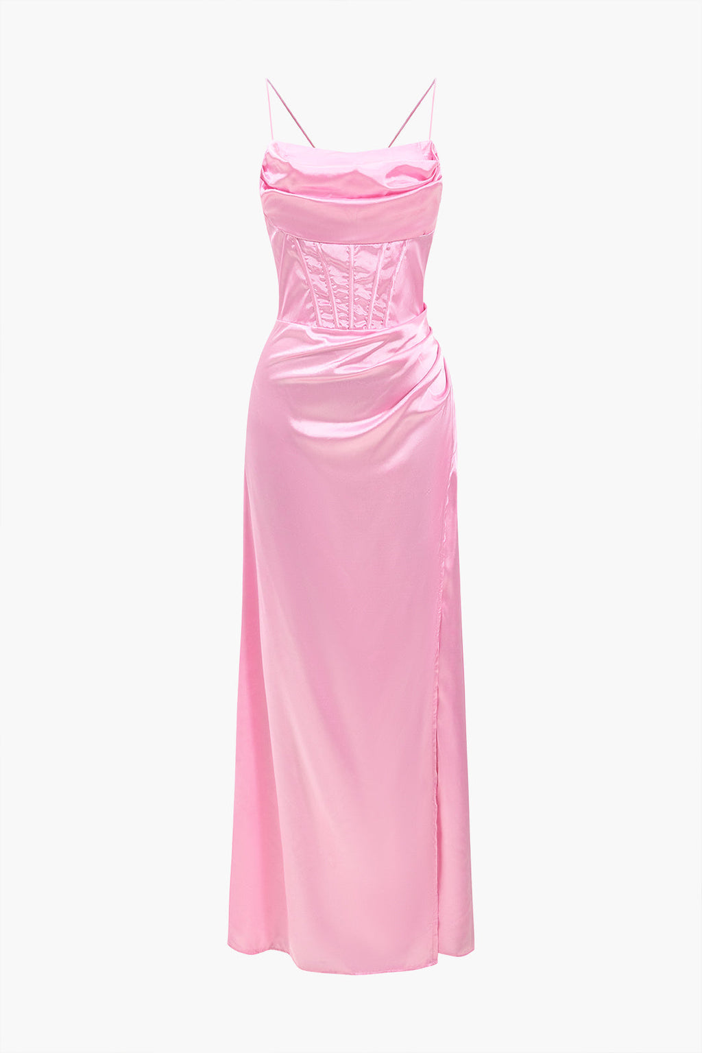 Korse Dekolteli Yüksek Yırtmaçlı maksi Elbise