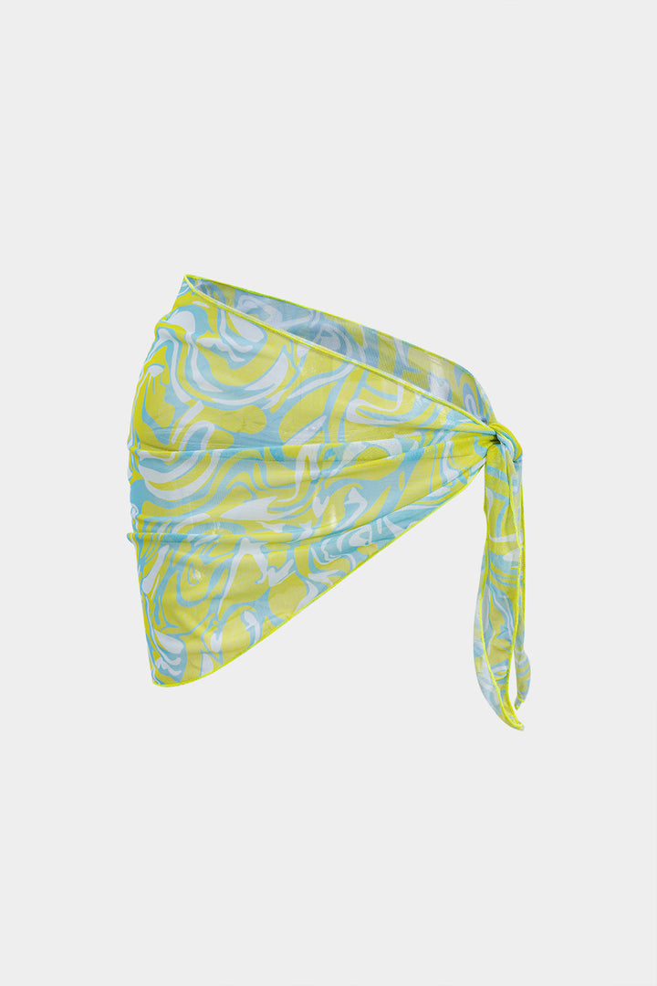 Kontrast Sırtı Açık Bikini ve Mayo Eteği Pareo Takım