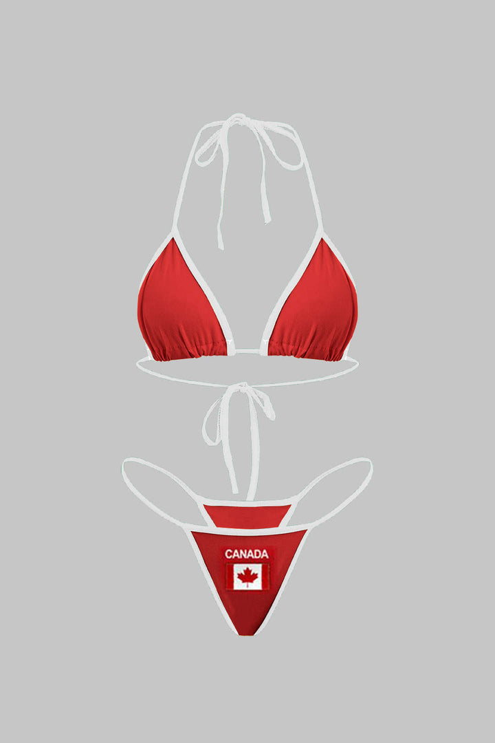 Nakışlı Kontrast Bikini Takımı