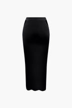 Sima Crop Top ve Tokalı Midi Etek Takım