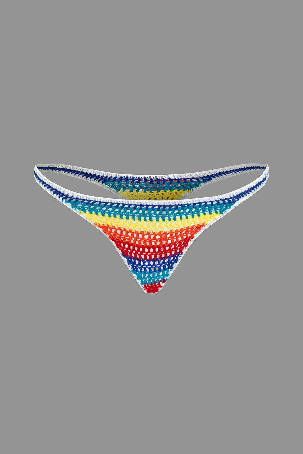 Gökkuşağı Desenli Şeritli Tığ İşi Bikini Takımı