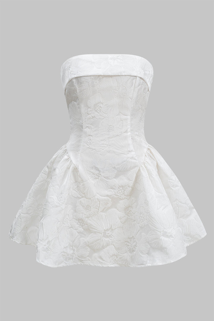 Jacquard Askısız Fiyonk Bağlamalı Mini Elbise