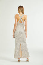 Raphaëlle dekolteli maksi elbise