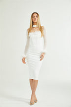 Désirée kuş tüyü maksi elbise