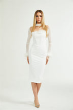 Désirée kuş tüyü maksi elbise